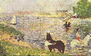 Georges Seurat Weibes und schwarzes Pferd im Flub USA oil painting artist